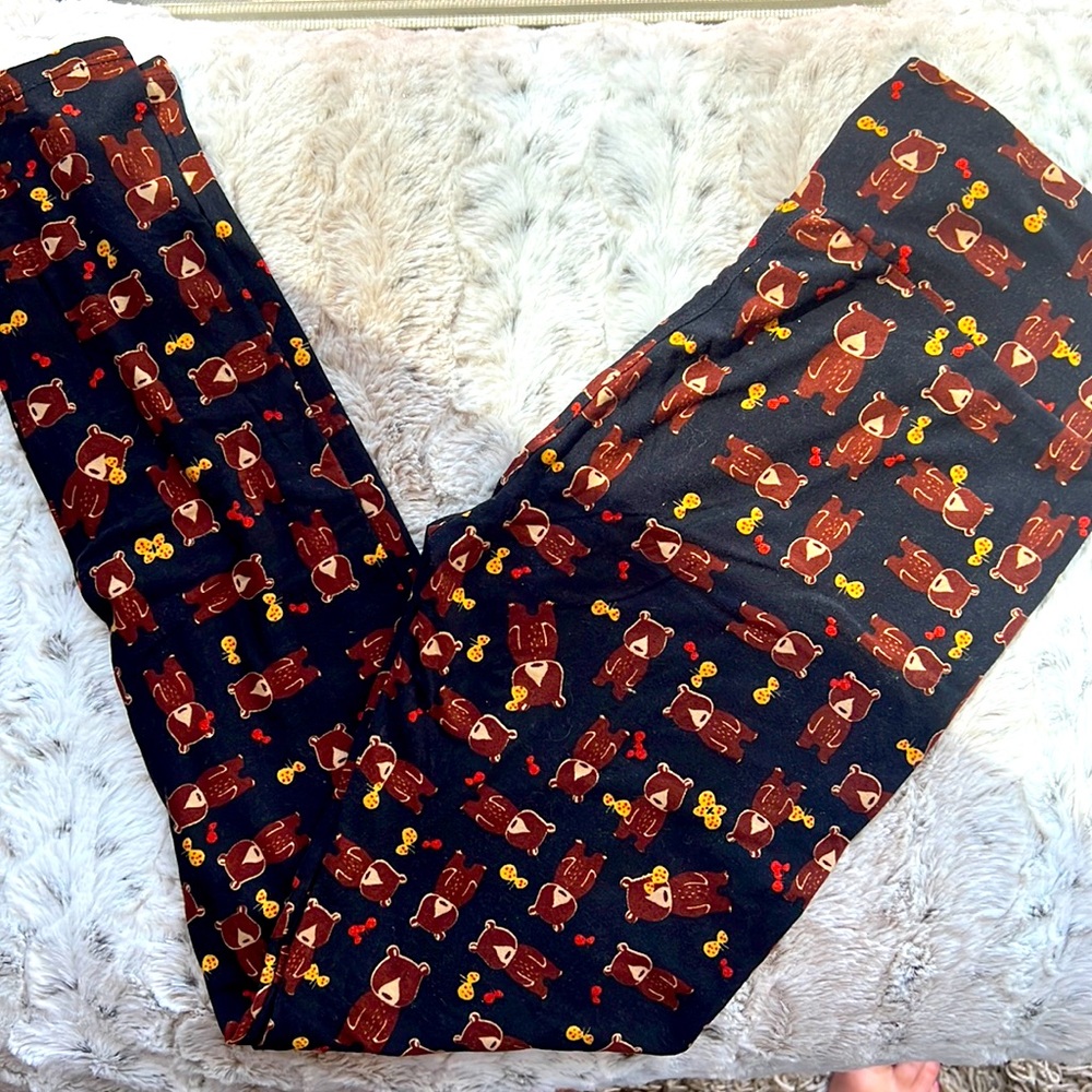 LuLaRoe Black & Brown Teddy Bear Leggings